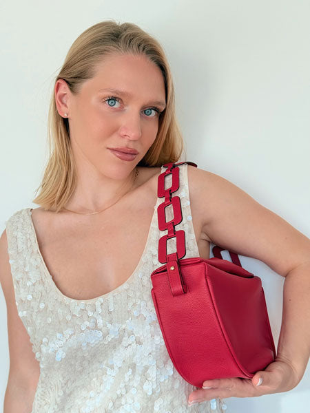Mimi Moon bag correa Ovalos Rojo cereza