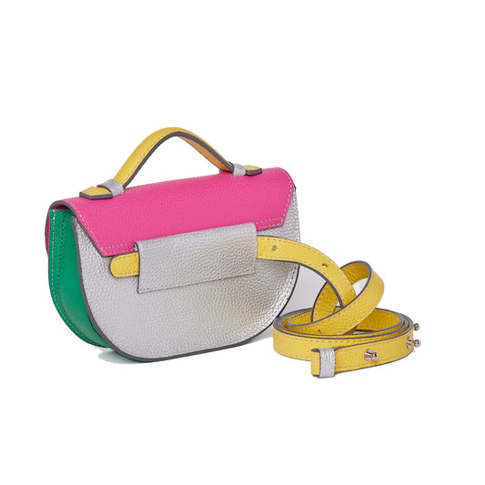 Moon belt bag- Combinada Plata, fucsia, verde y amarillo
