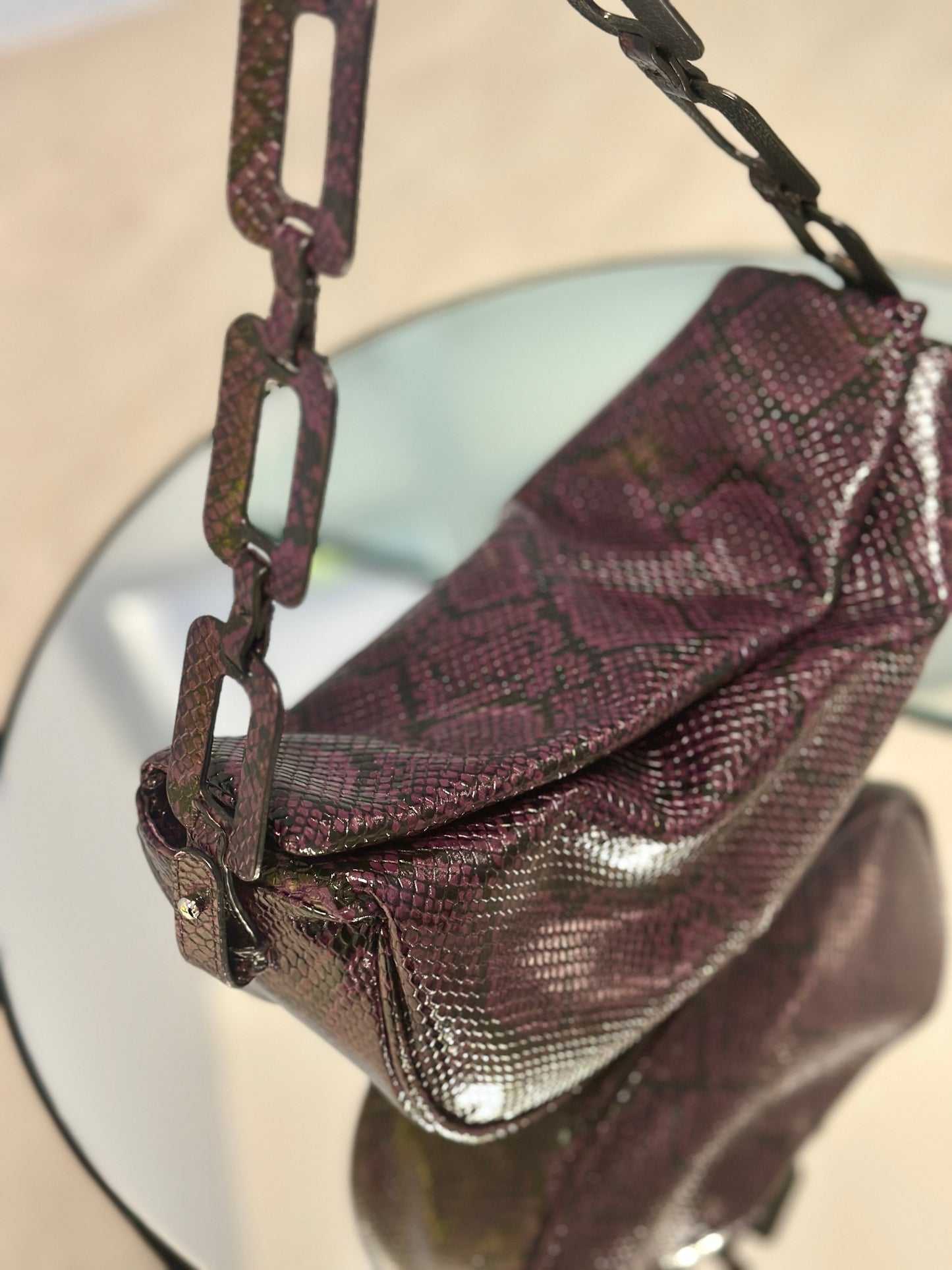 Mimi Moon bag correa Ovalos - tessitura- uva
