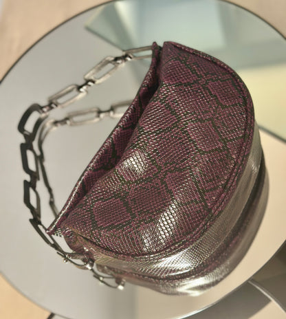Mimi Moon bag correa Ovalos - tessitura- uva