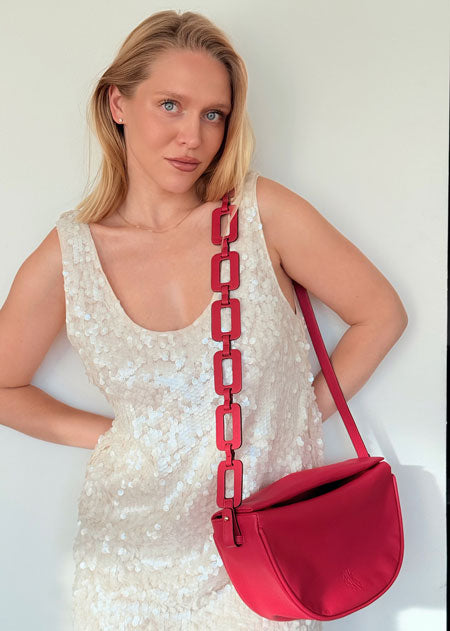 Mimi Moon bag correa Ovalos Rojo cereza