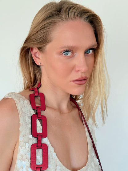 Mimi Moon bag correa Ovalos Rojo cereza
